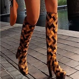 L’Atelier de Charlotte mid calf patchwork leather boots